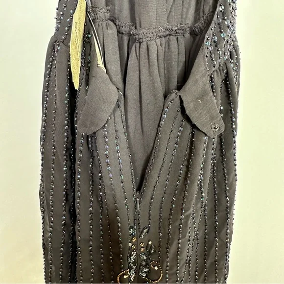 NWT Altar’d State Raven Beaded Sequin Backless Halter Mini Dress in Black - Picture 7 of 10